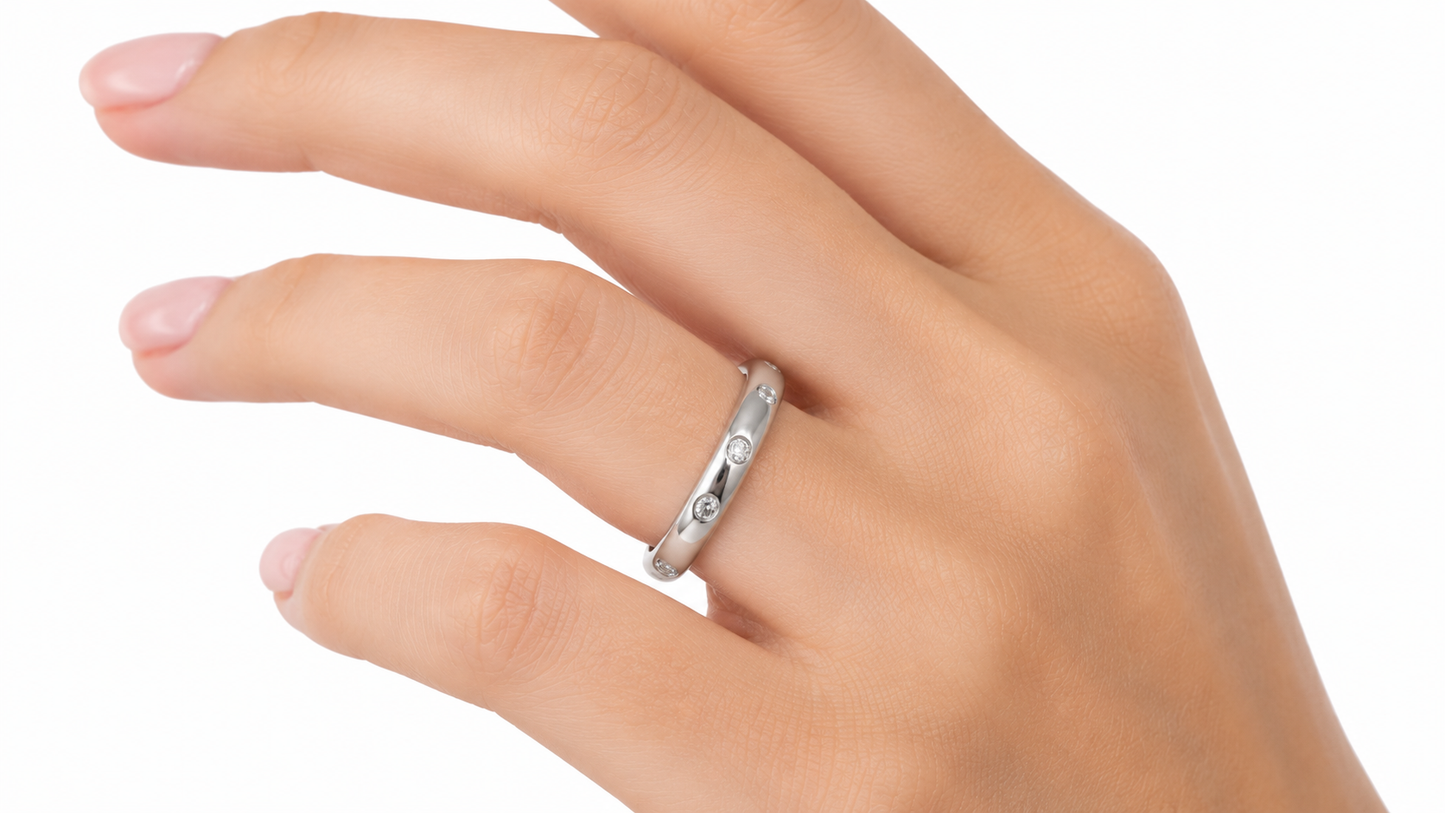 Platinum Diamond Band Ring 0.2ct Natural Diamonds