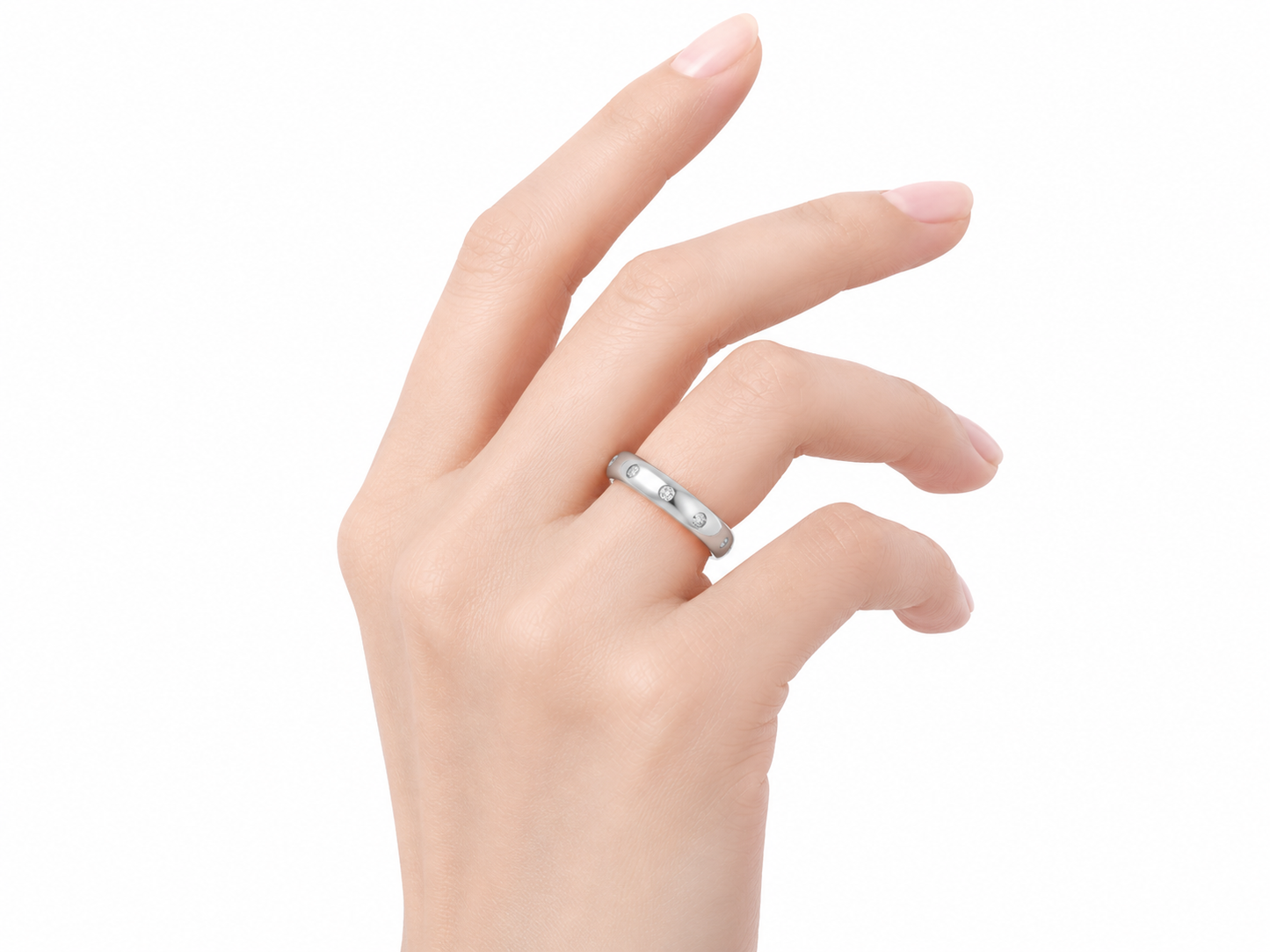 Platinum Diamond Band Ring 0.2ct Natural Diamonds