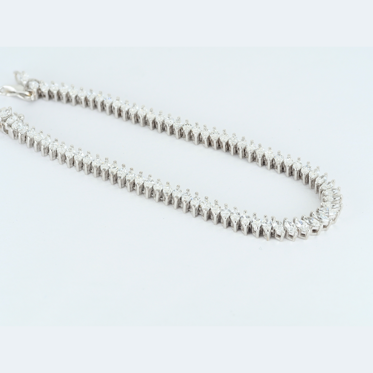 Tennis Bracelet 14K White Gold with 4.7 ct Marquise Lab-Grown Diamonds (DEF/VVS)