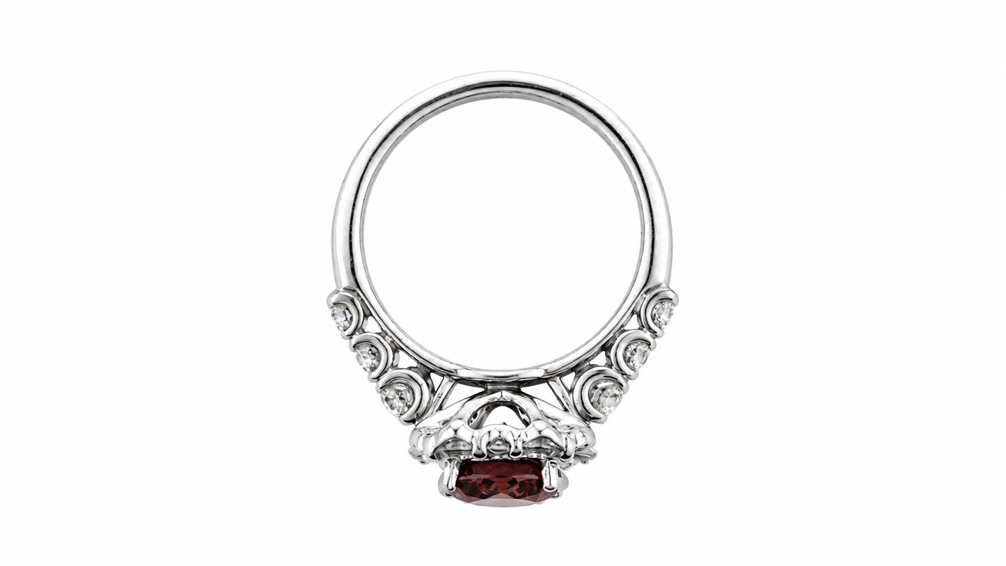 Engagement Ring in 14K White Gold with Pink Center Diamond and Natural Diamond Halo