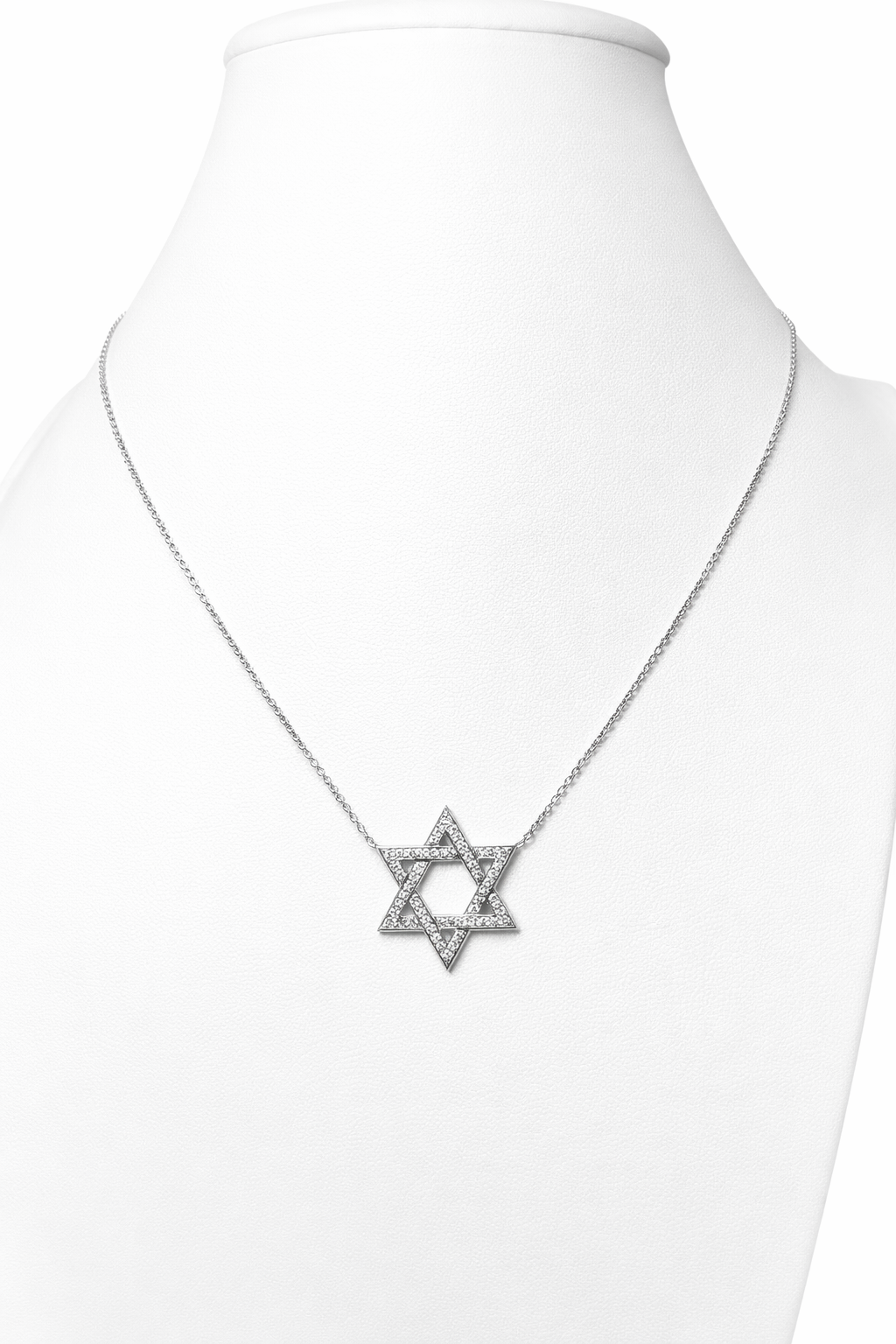 14K White Gold Natural Diamond Star of David Necklace – Men’s Jewelry