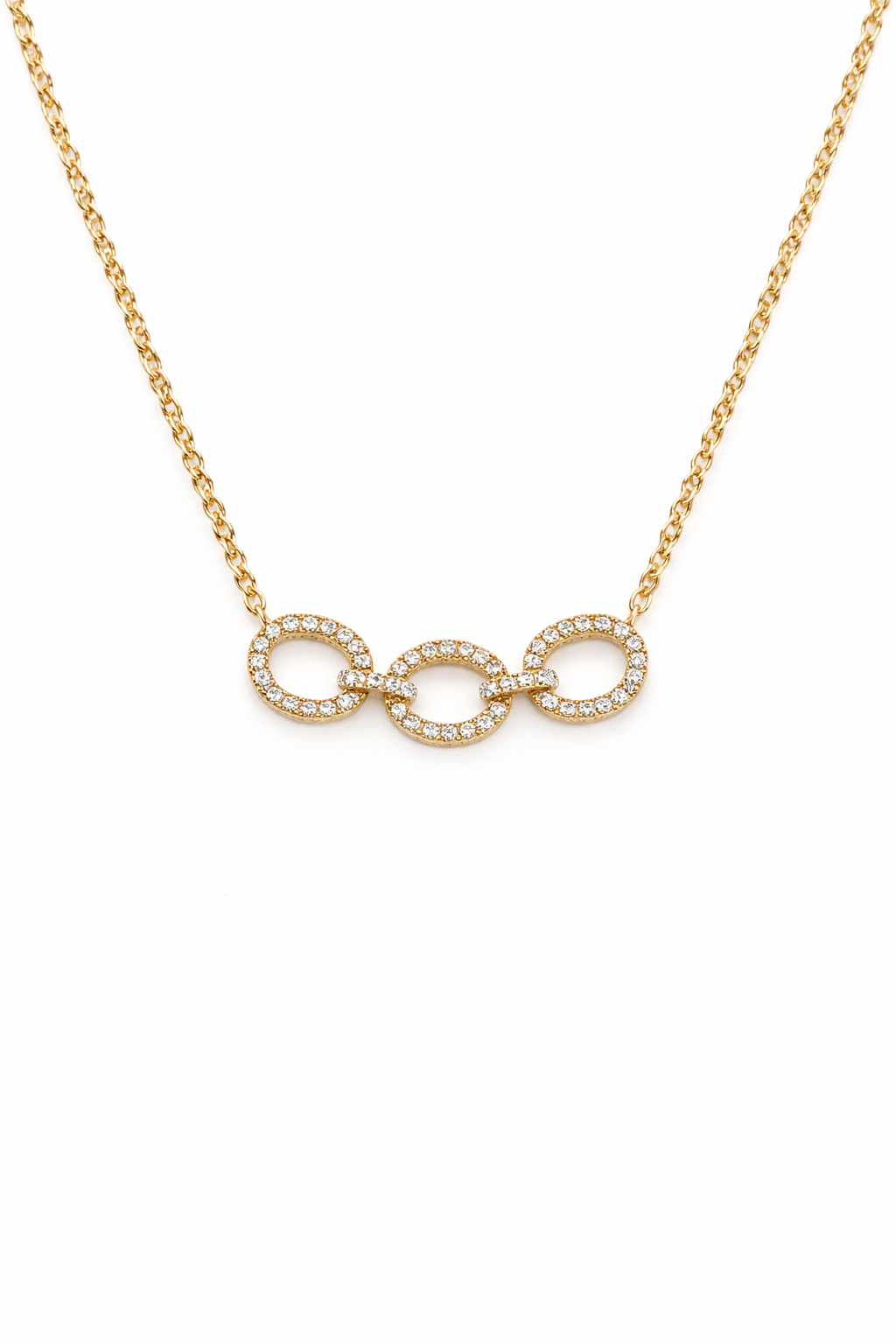 Necklace 14K Yellow Gold Diamond Link Pendant, 0.27 ct, 16" Chain – Fine Jewelry Gift for Her