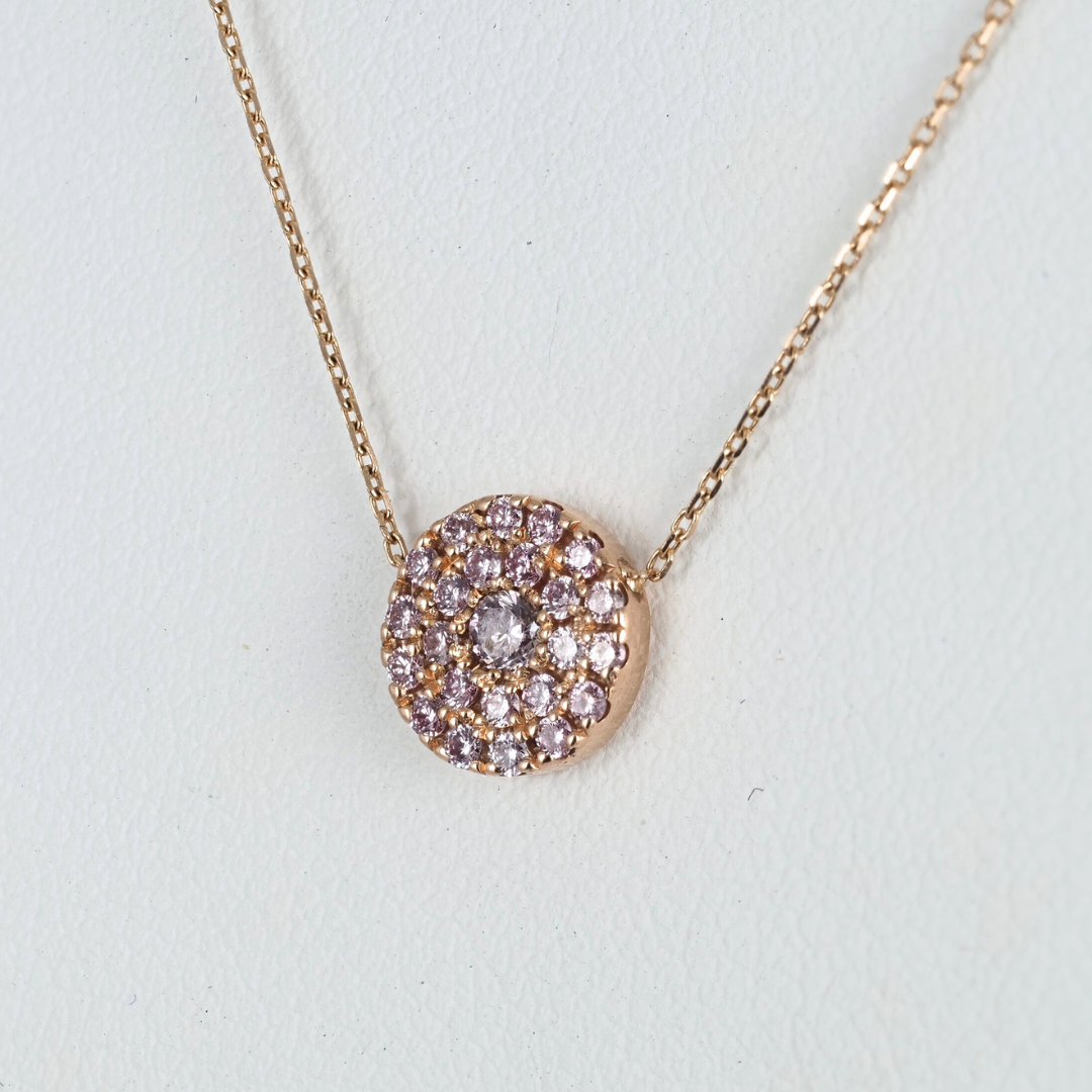 Necklace 14K Rose Gold Pink Natural Diamond Pendant, 0.27 ct, 16" Chain – Fine Jewelry Gift for Her