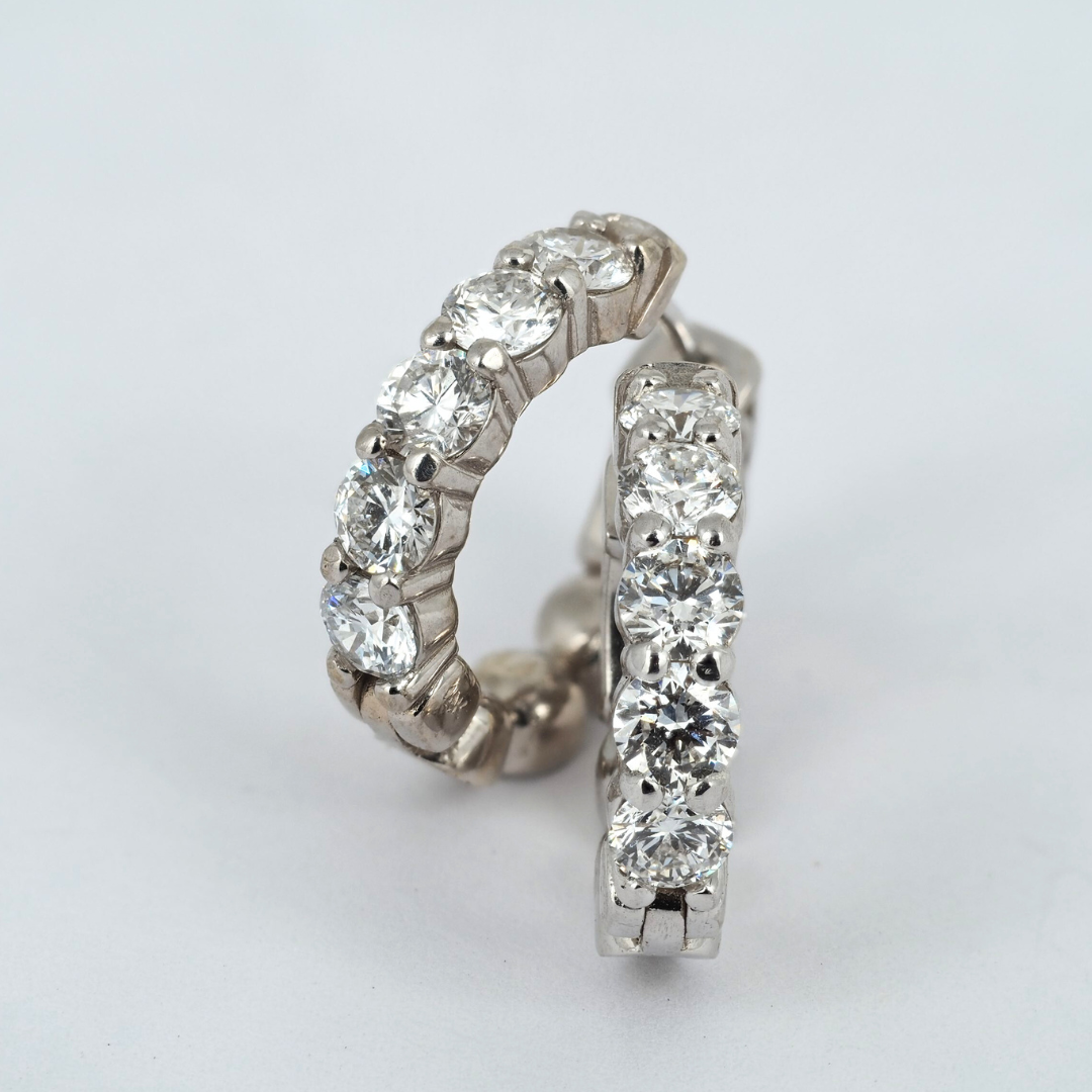 Hoop Earrings – 2ct Lab‑Grown Diamonds in 14K White Gold