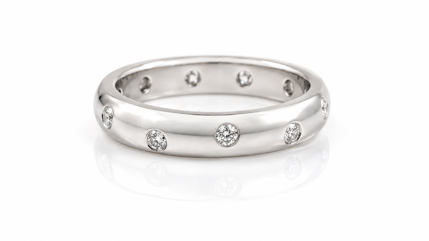 Platinum Diamond Band Ring 0.2ct Natural Diamonds