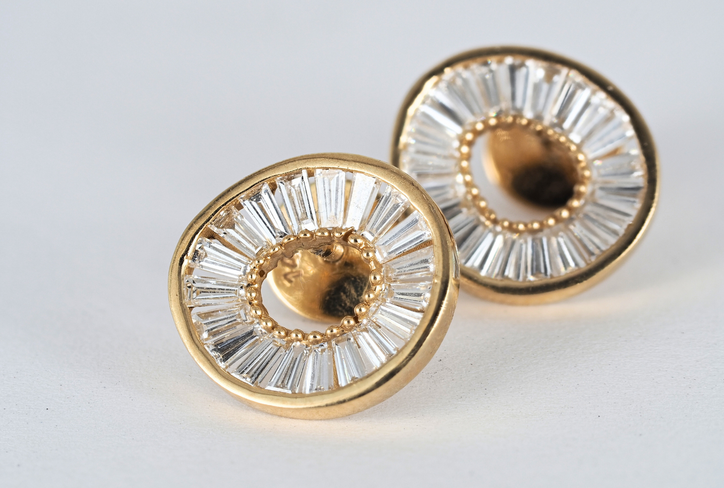 Earrings 14K Yellow Gold with Tapered Baguette Lab-Grown Diamonds