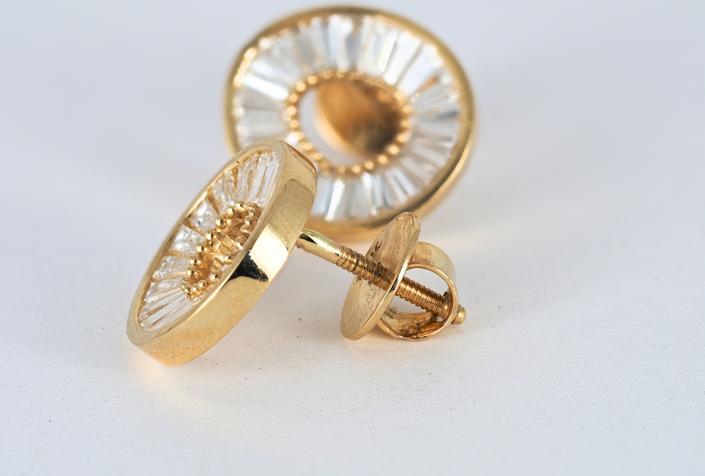 Earrings 14K Yellow Gold with Tapered Baguette Lab-Grown Diamonds