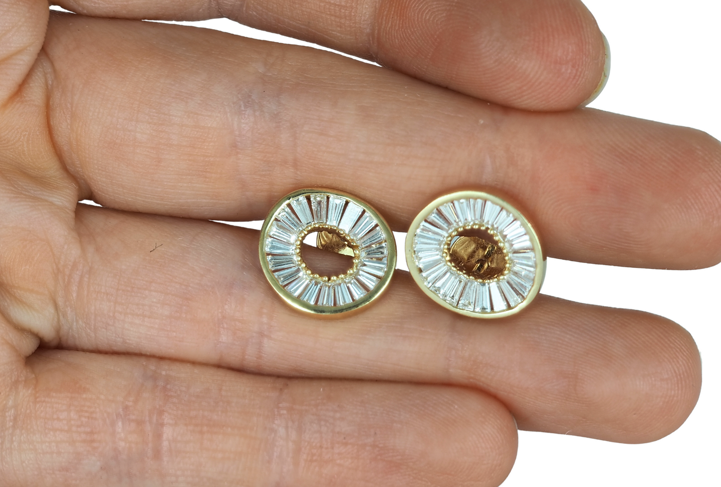 Earrings 14K Yellow Gold with Tapered Baguette Lab-Grown Diamonds