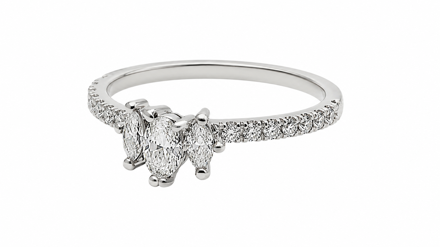 Celeste Crown Lab Diamond Ring in 14K White Gold, 0.70 CTW Diamond Band
