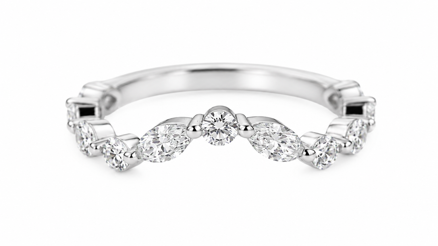 Luna Vine Lab Diamond Ring in 14K White Gold, 1.35 CTW Diamond Band