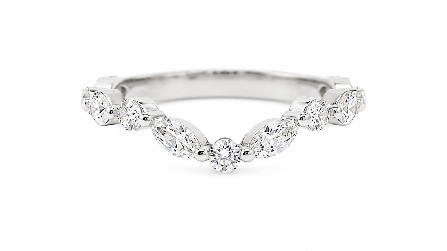Luna Vine Lab Diamond Ring in 14K White Gold, 1.35 CTW Diamond Band