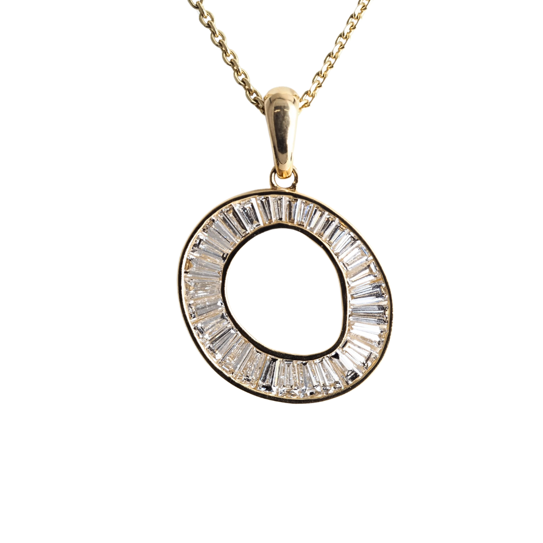 Pendant Oval Yellow Gold 14K with LabDiamonds Emerald cut 3.7 ct