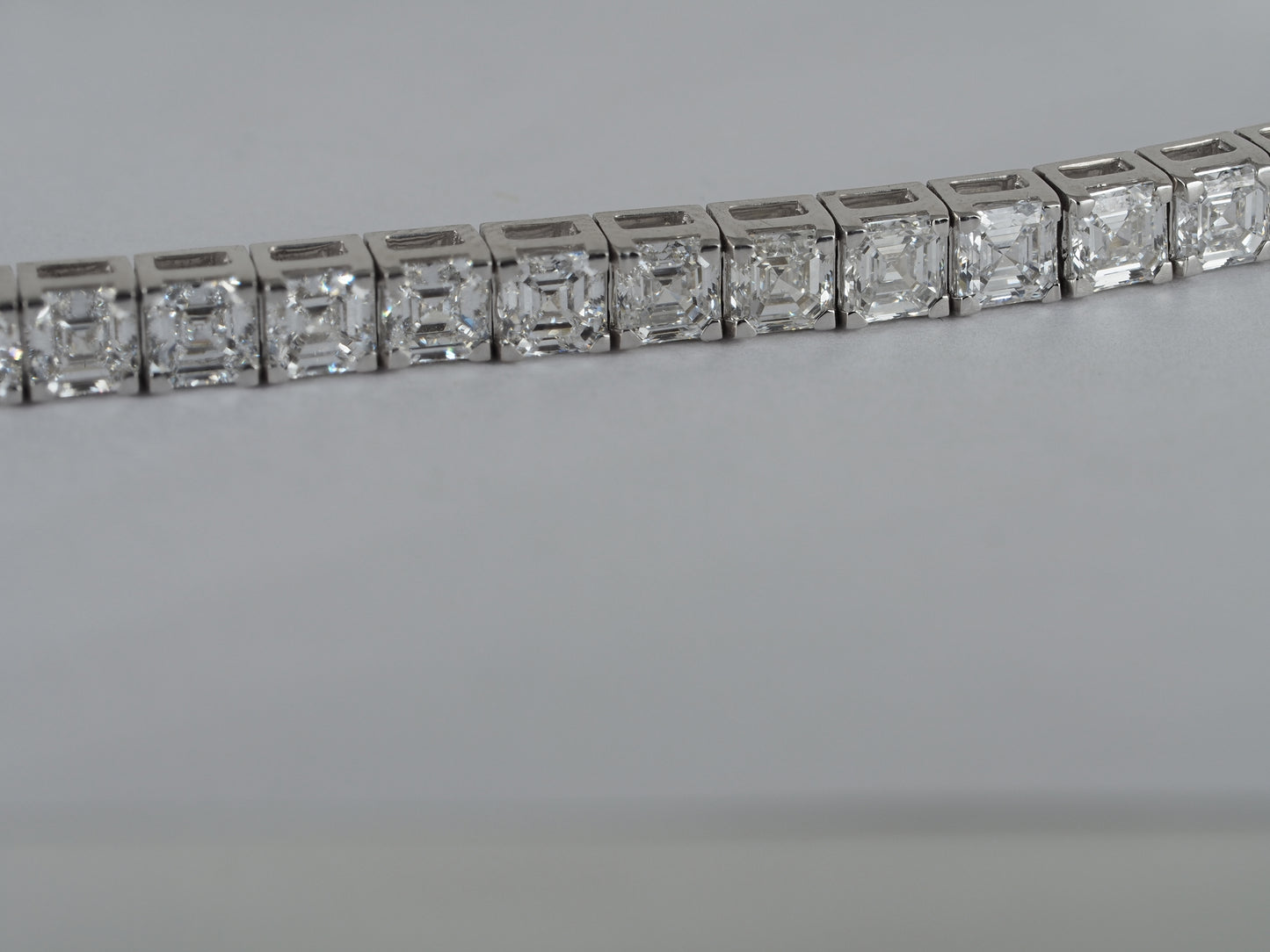 Tennis Bracelet 14K White Gold with 8.6 ct Asscher Lab-Grown Diamonds (DEF/VVS)