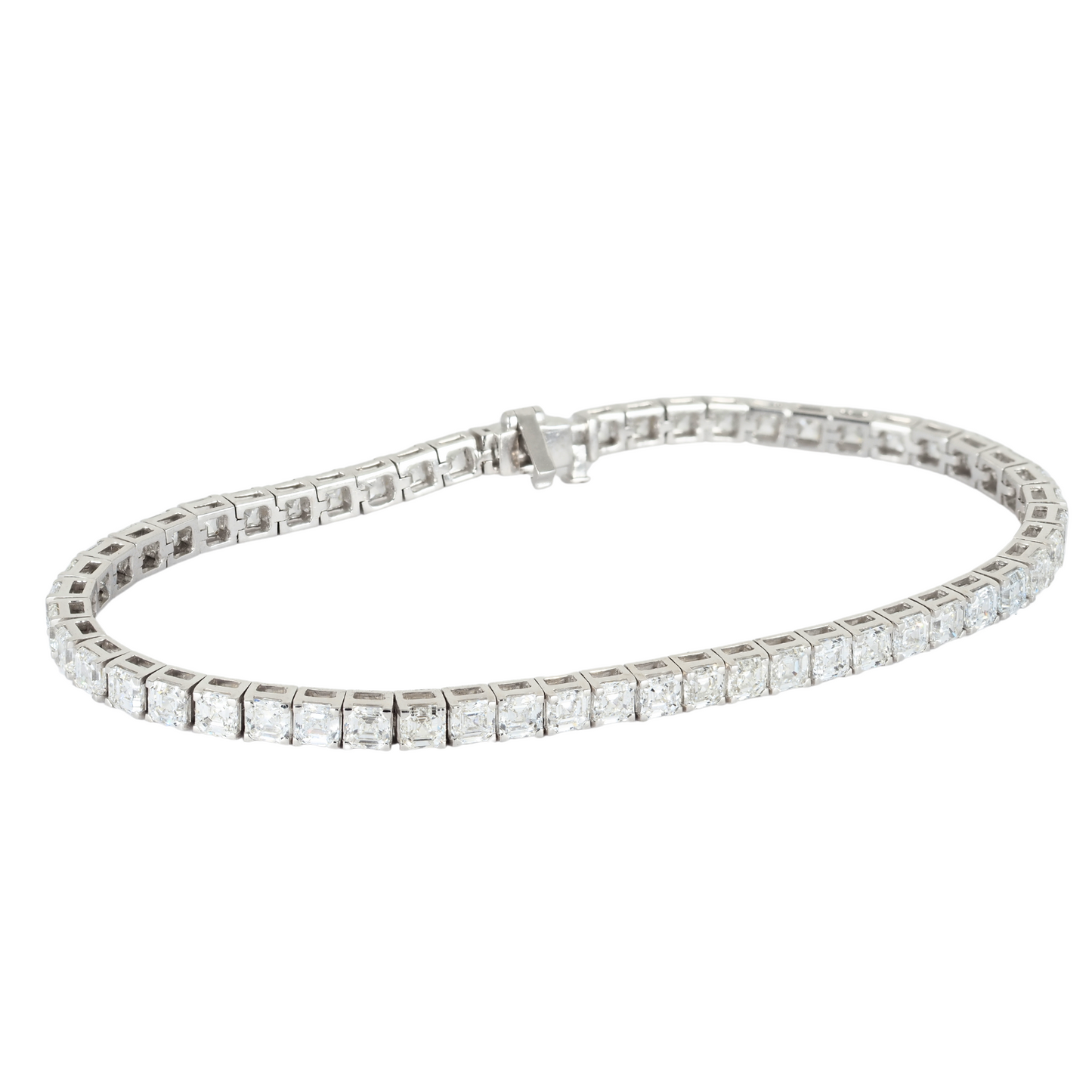 Tennis Bracelet 14K White Gold with 8.6 ct Asscher Lab-Grown Diamonds (DEF/VVS)