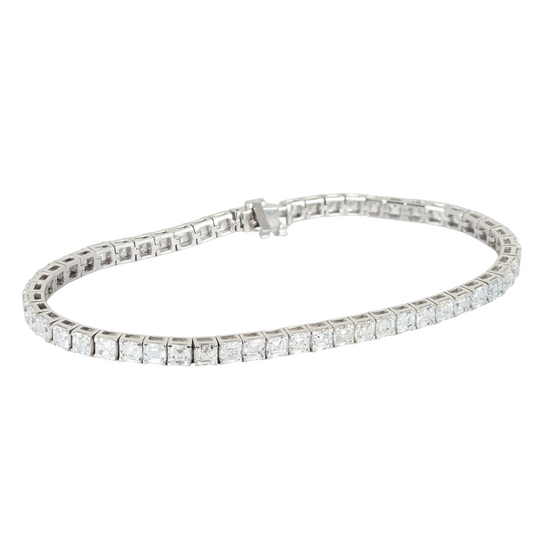 Tennis Bracelet 14K White Gold with 8.6 ct Asscher Lab-Grown Diamonds (DEF/VVS)