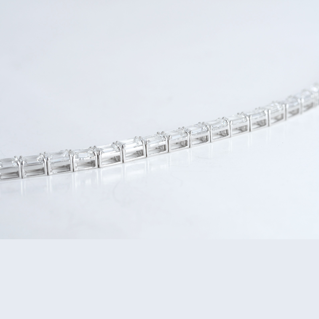 Tennis Bracelet Emerald Cut Lab Grown Diamonds 10.4 ct in 14K White Gold