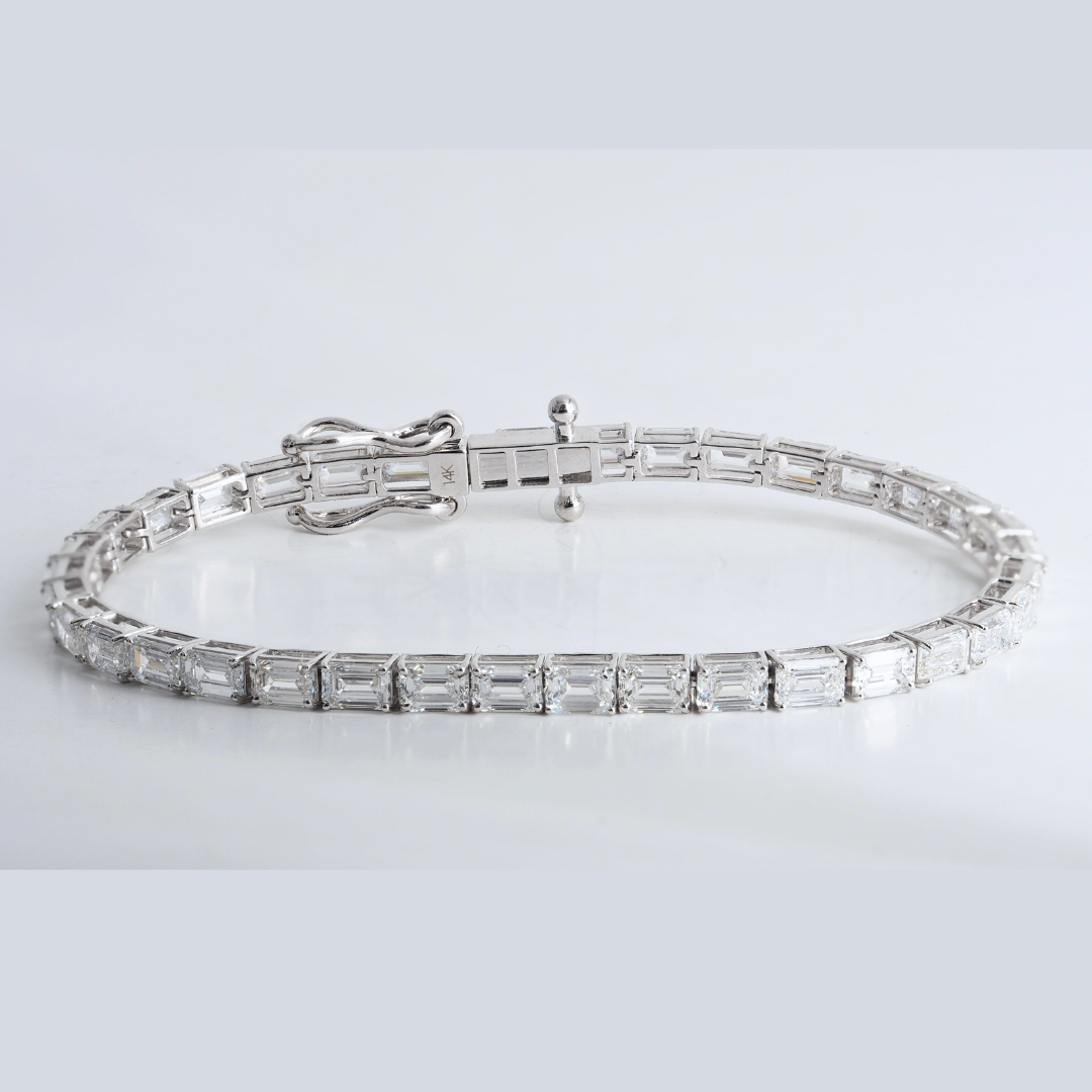 Tennis Bracelet Emerald Cut Lab Grown Diamonds 10.4 ct in 14K White Gold