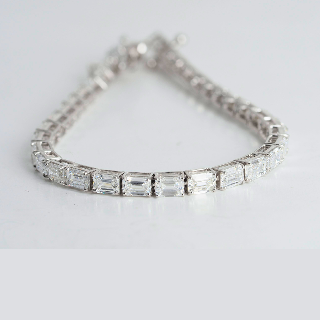 Tennis Bracelet Emerald Cut Lab Grown Diamonds 10.4 ct in 14K White Gold