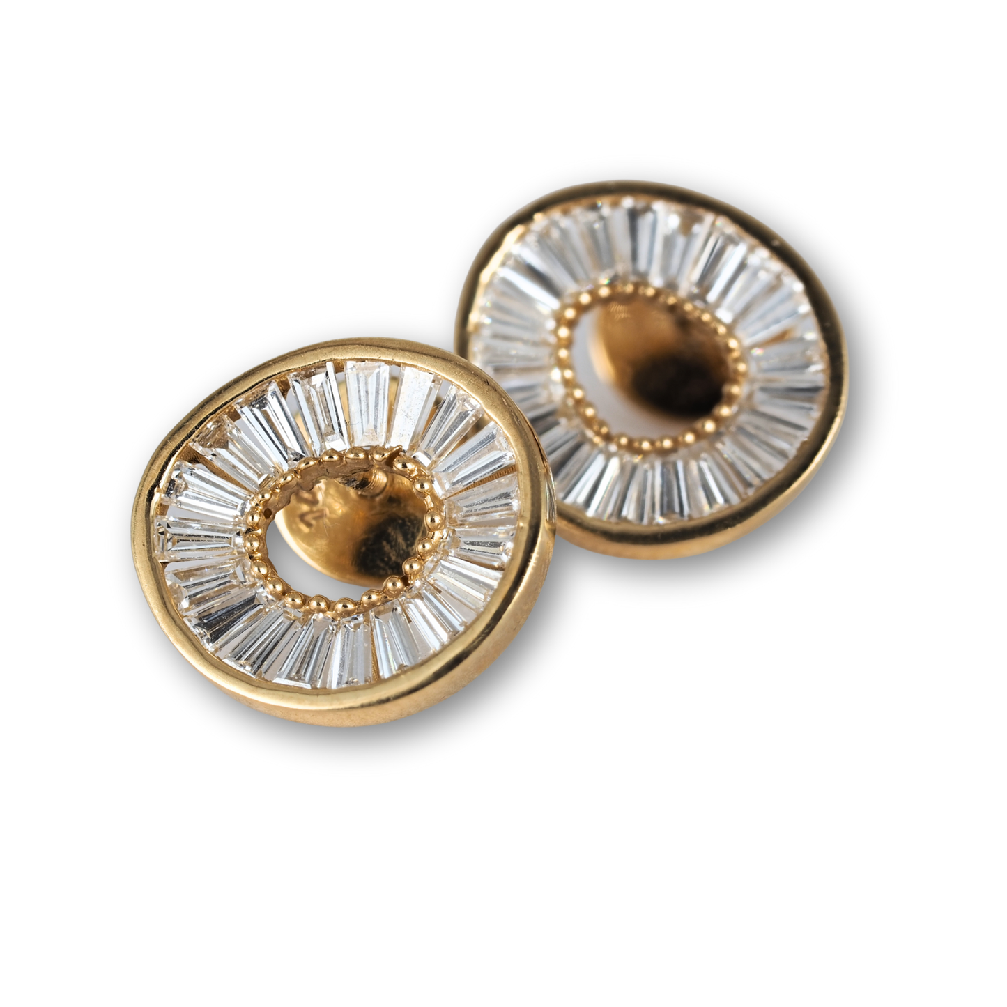 Earrings 14K Yellow Gold with Tapered Baguette Lab-Grown Diamonds