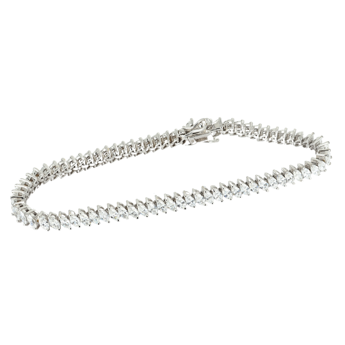 Tennis Bracelet 14K White Gold with 4.7 ct Marquise Lab-Grown Diamonds (DEF/VVS)