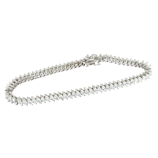 Tennis Bracelet 14K White Gold with 4.7 ct Marquise Lab-Grown Diamonds (DEF/VVS)