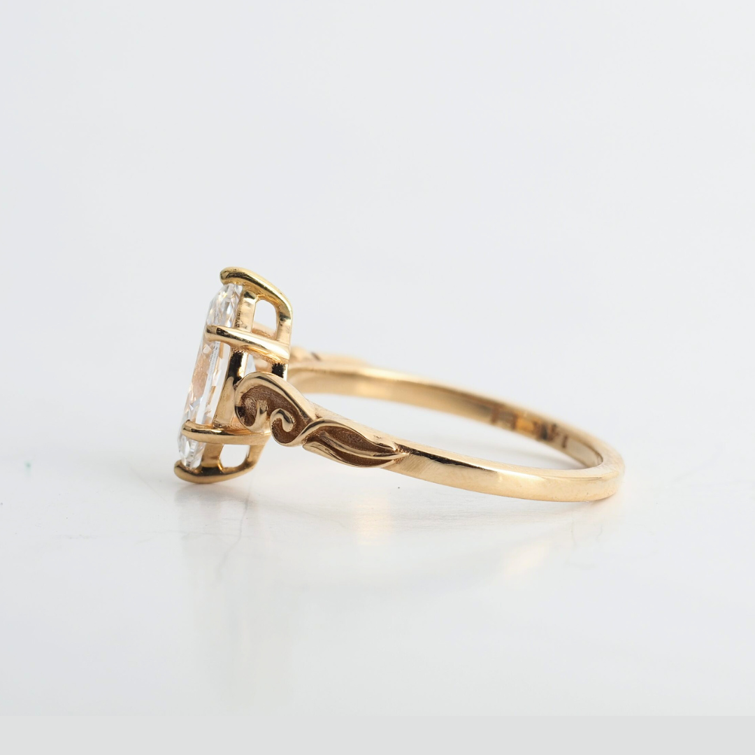 Ring with Marquise Lab-Grown Diamond in 14k Yellow Gold