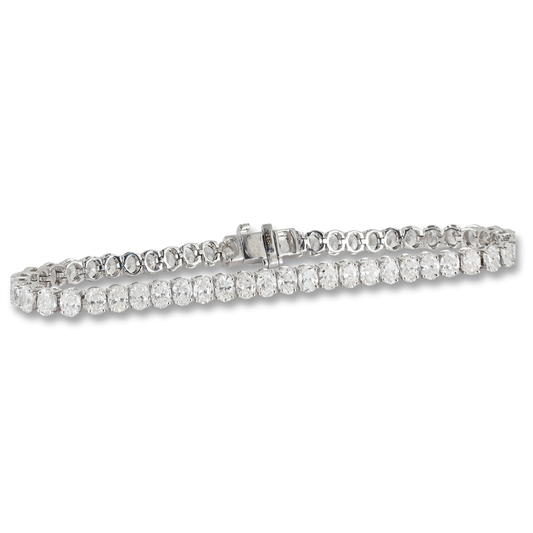 Tennis Bracelet in 14K White Gold, 6.32 ct Oval Lab-Grown Diamond (DEF/VVS)