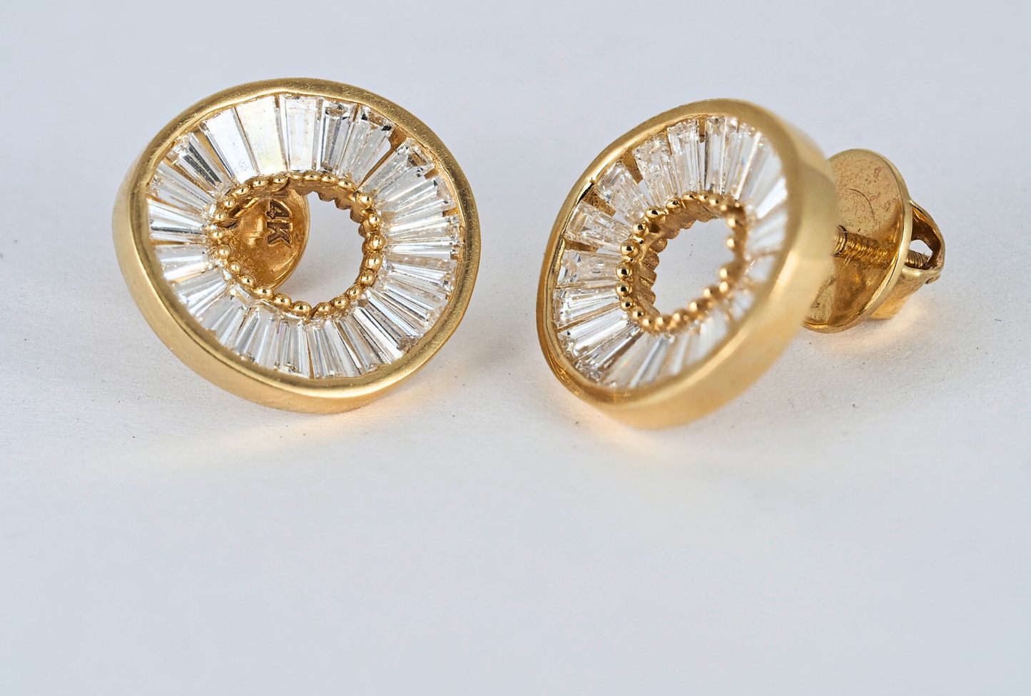 Earrings 14K Yellow Gold with Tapered Baguette Lab-Grown Diamonds