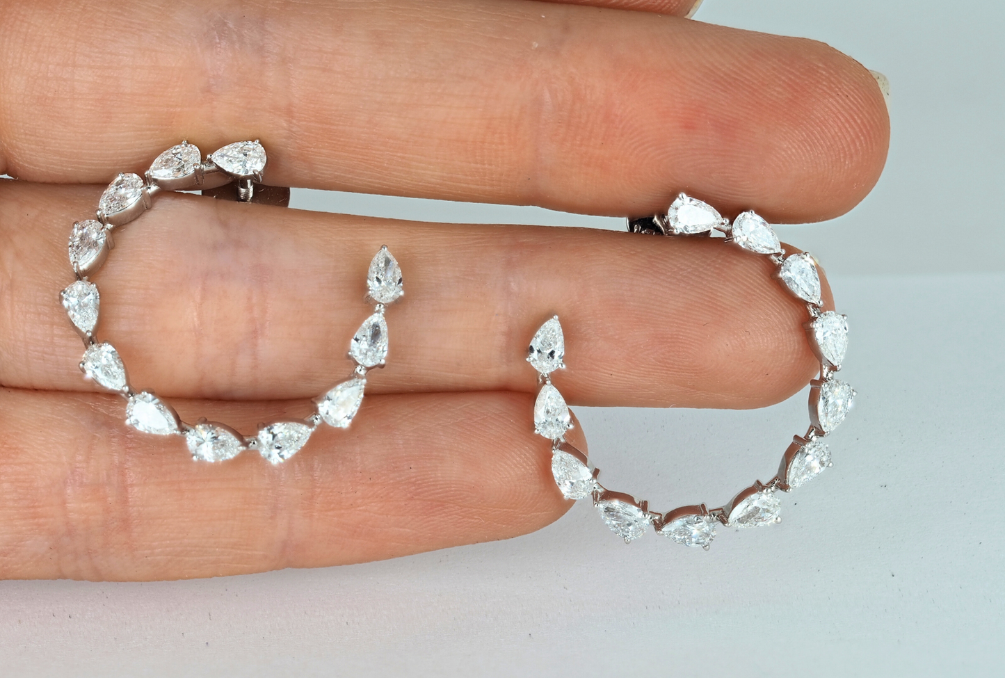 Hoop Earrings 14K White Gold with 2.48 ct Pear Lab-Grown Diamonds