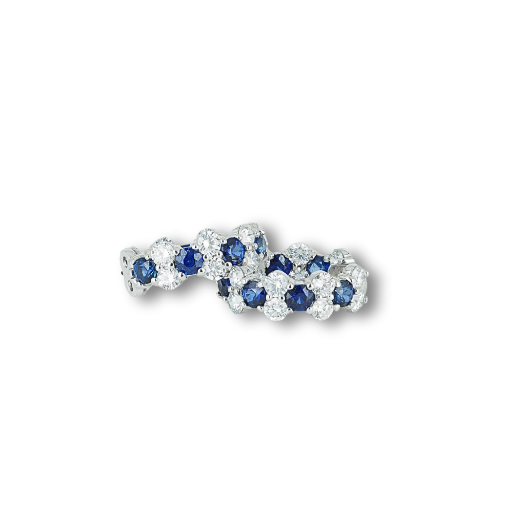 Earrings 14KW Gold , Lab Grown Diamonds, Natural  Sapphires, Hoops