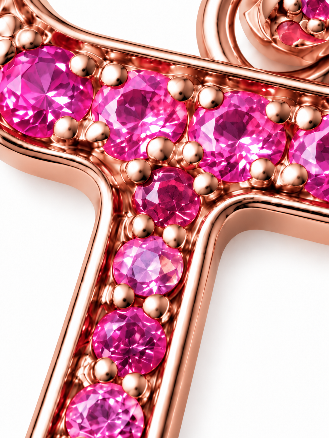 Chai Pendant in 14K Rose Gold with Natural Pink Sapphires (0.30 CT)