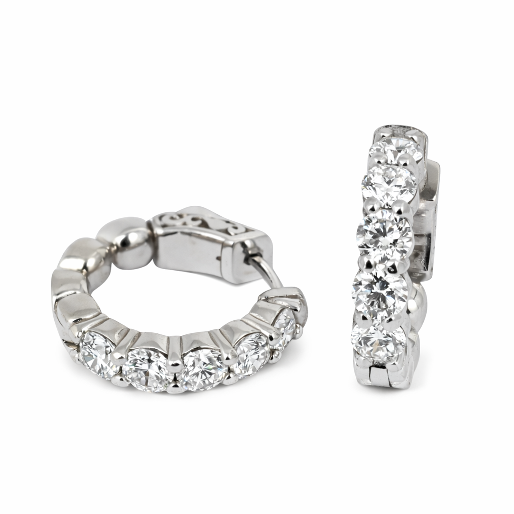 Hoop Earrings – 2ct Lab‑Grown Diamonds in 14K White Gold
