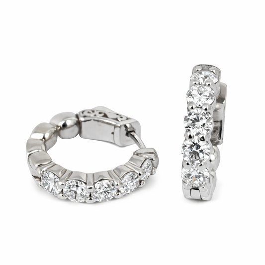 Hoop Earrings – 2ct Lab‑Grown Diamonds in 14K White Gold