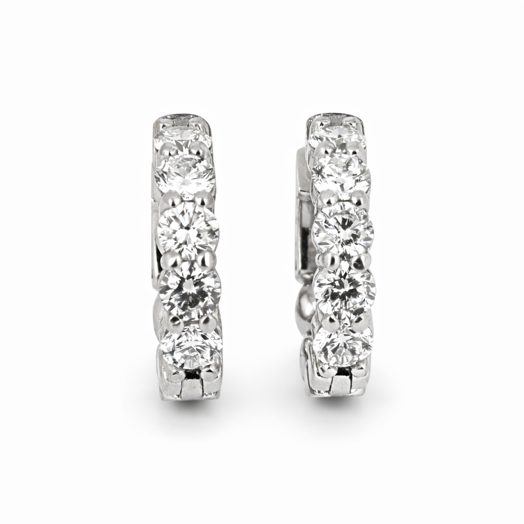 Hoop Earrings – 2ct Lab‑Grown Diamonds in 14K White Gold