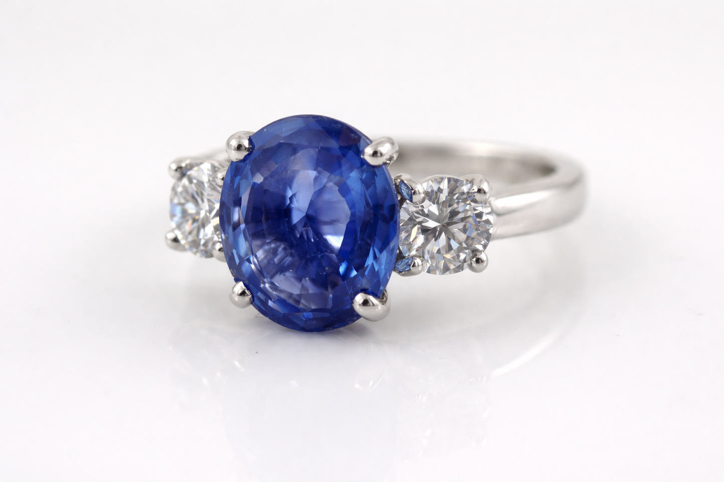 Engagement-style ring Custom made 18KW Sapphire 5ct Diamonds 1ct