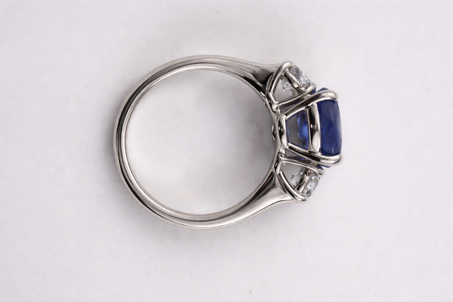 Engagement-style ring Custom made 18KW Sapphire 5ct Diamonds 1ct