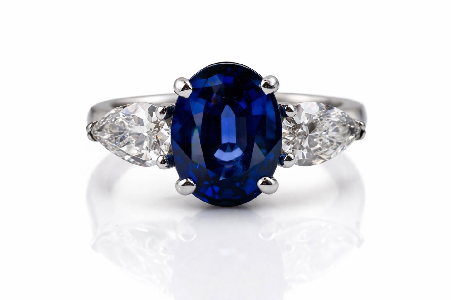 Engagement Ring, Natural Sapphire & Natural Diamond Platinum
