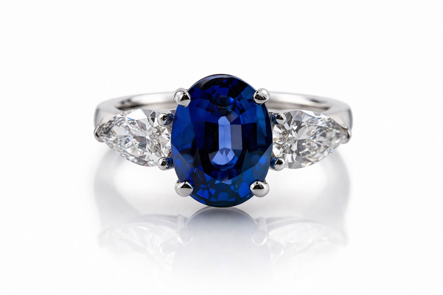 Engagement Ring, Natural Sapphire & Natural Diamond Platinum