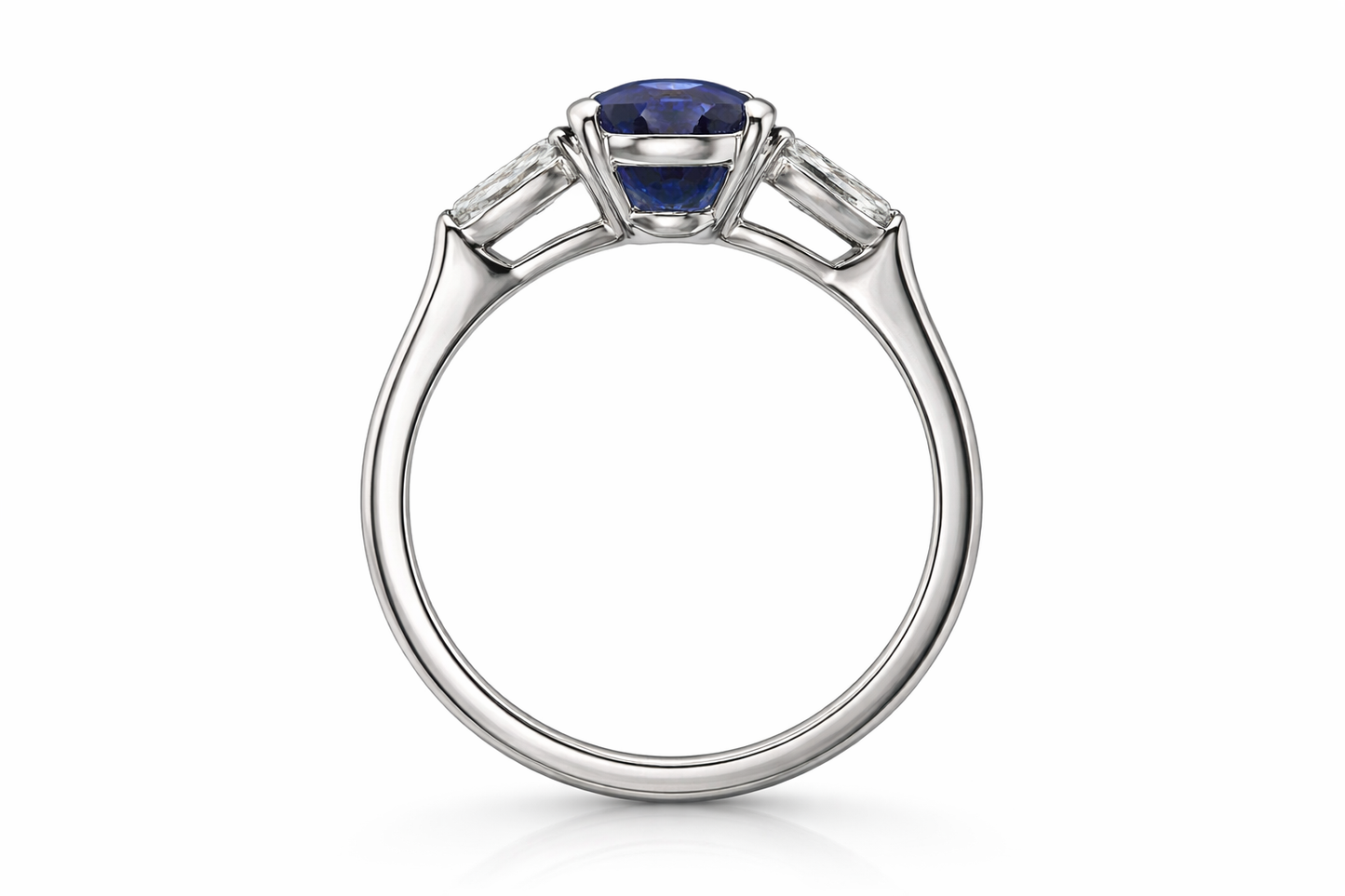 Engagement Ring, Natural Sapphire & Natural Diamond Platinum