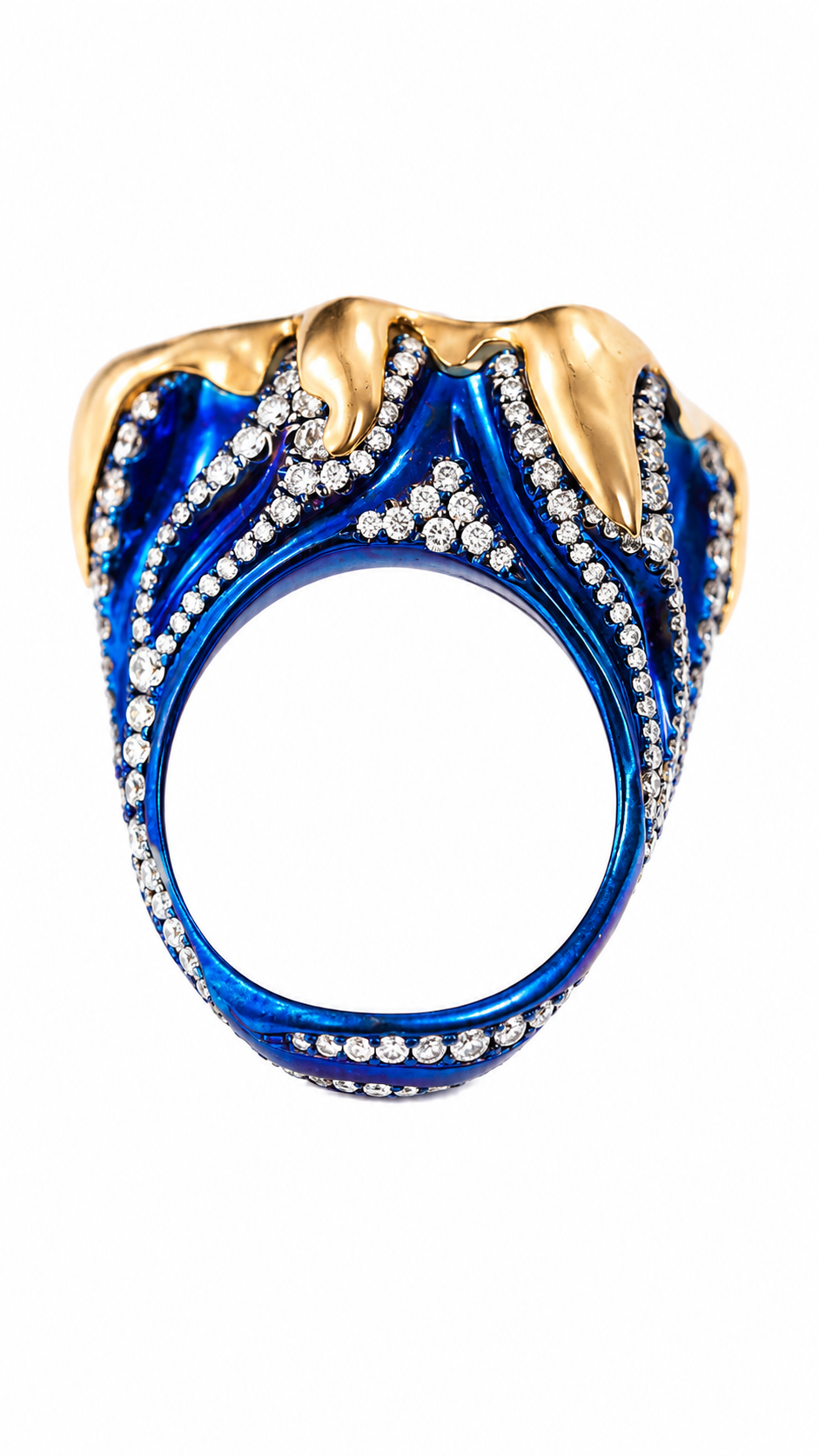 Statement Ring in Titanium & 14K Yellow Gold with Opal and Natural Diamond Accents