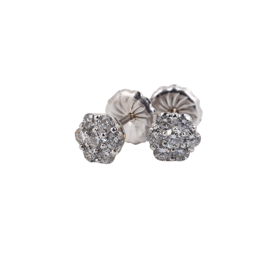 Diamond Stud Earrings Natural Diamonds in 14K White Gold