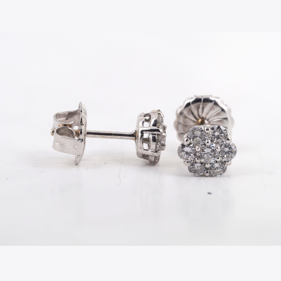 Diamond Stud Earrings Natural Diamonds in 14K White Gold