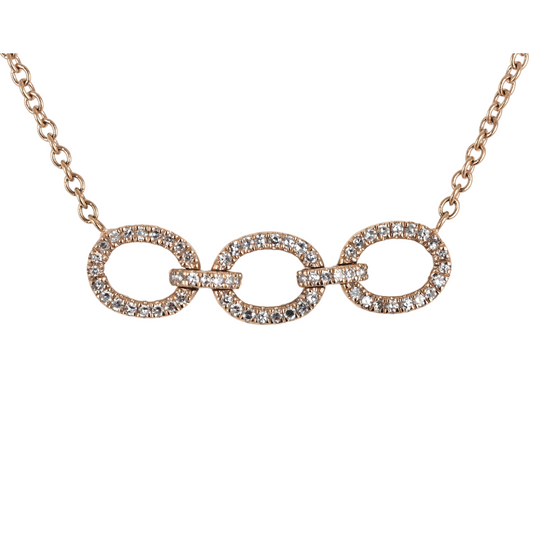 Necklace 14K Rose Gold Diamond Link Pendant, 0.27 ct, 16" Chain – Fine Jewelry Gift for Her