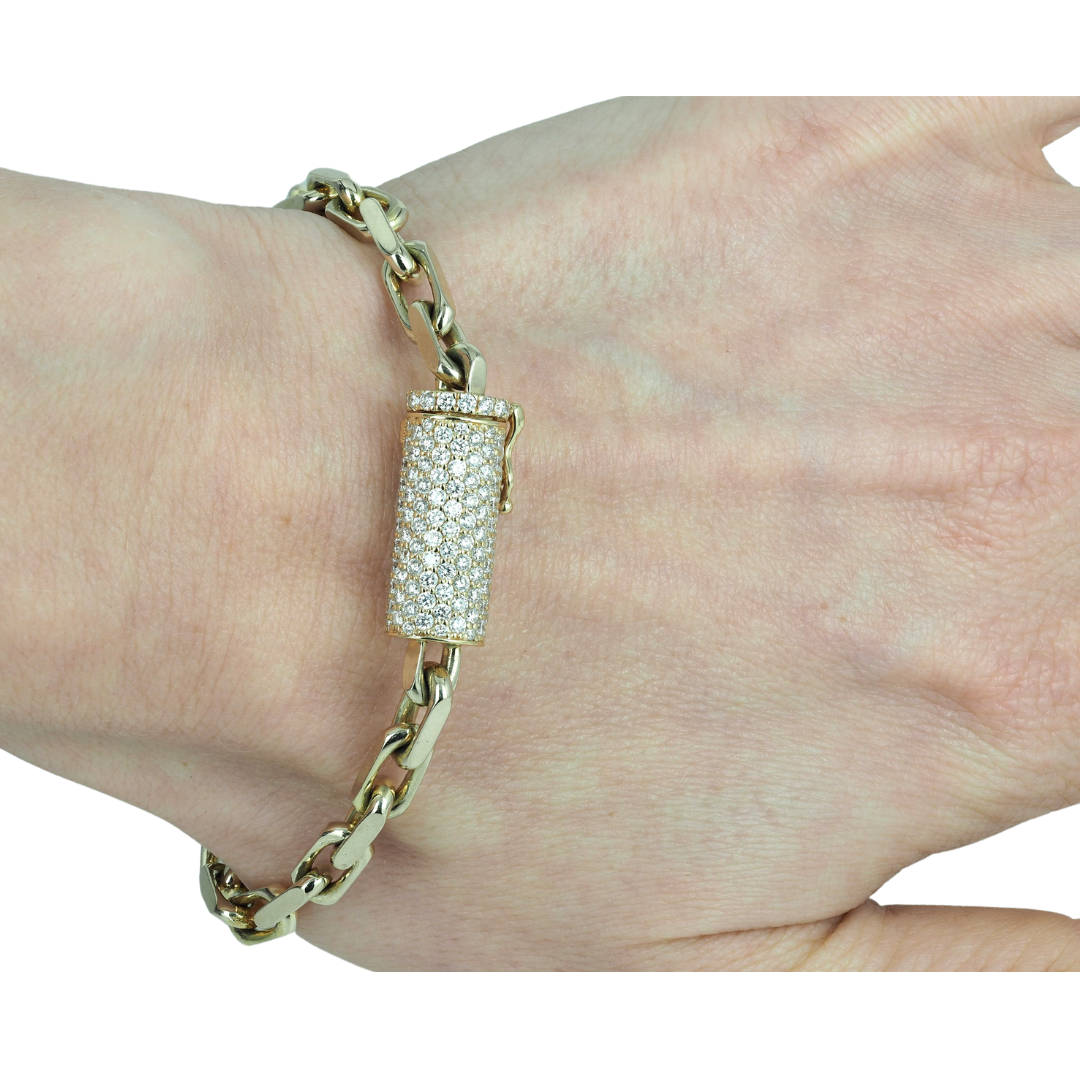 Bracelet 14KY Gold Lock with  Lab Grown Diamonds