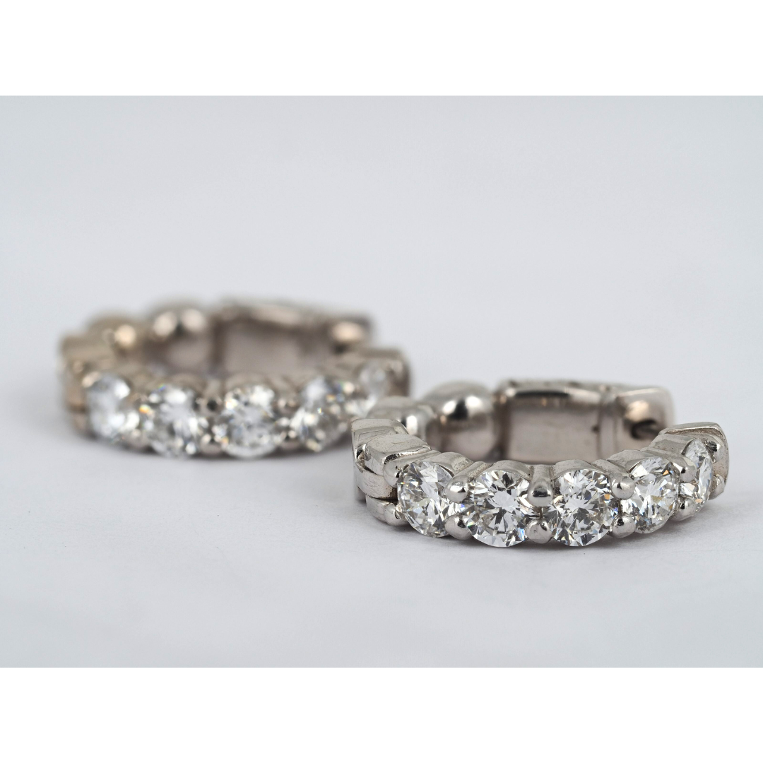 Hoop Earrings – 2ct Lab‑Grown Diamonds in 14K White Gold