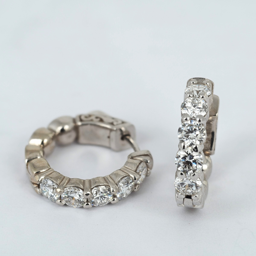 Hoop Earrings – 2ct Lab‑Grown Diamonds in 14K White Gold
