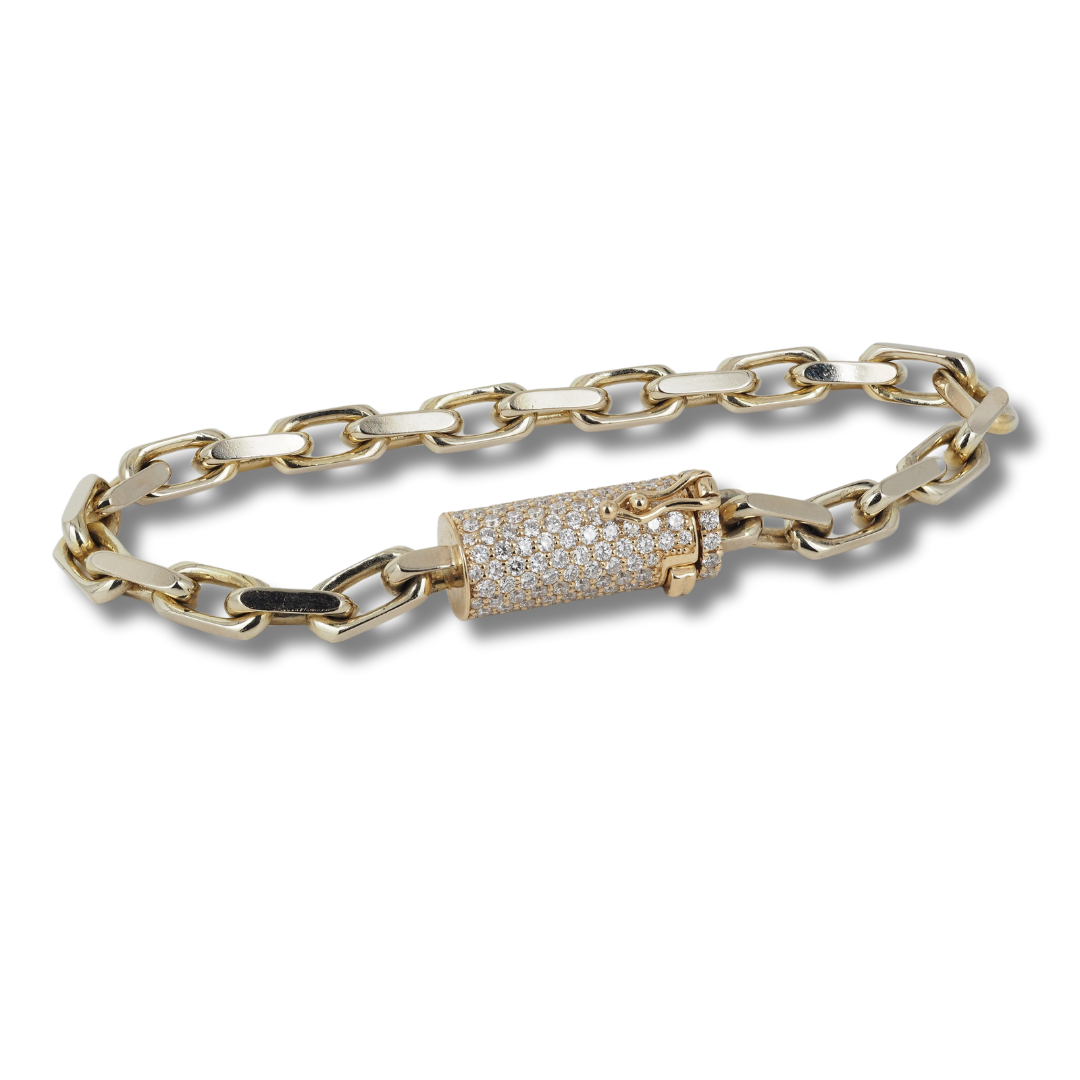 Bracelet 14KY Gold Lock with  Lab Grown Diamonds