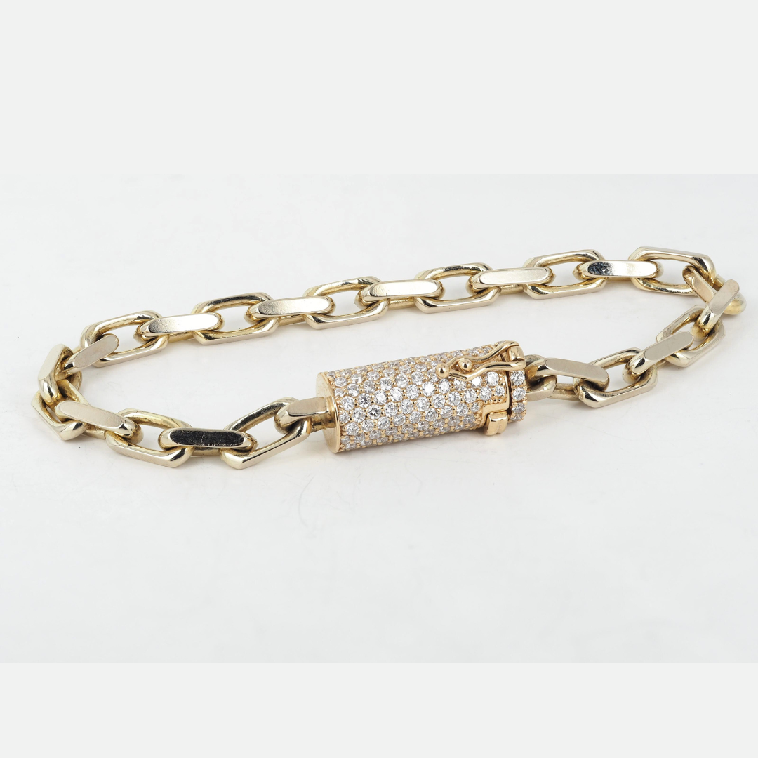 Bracelet 14KY Gold Lock with  Lab Grown Diamonds