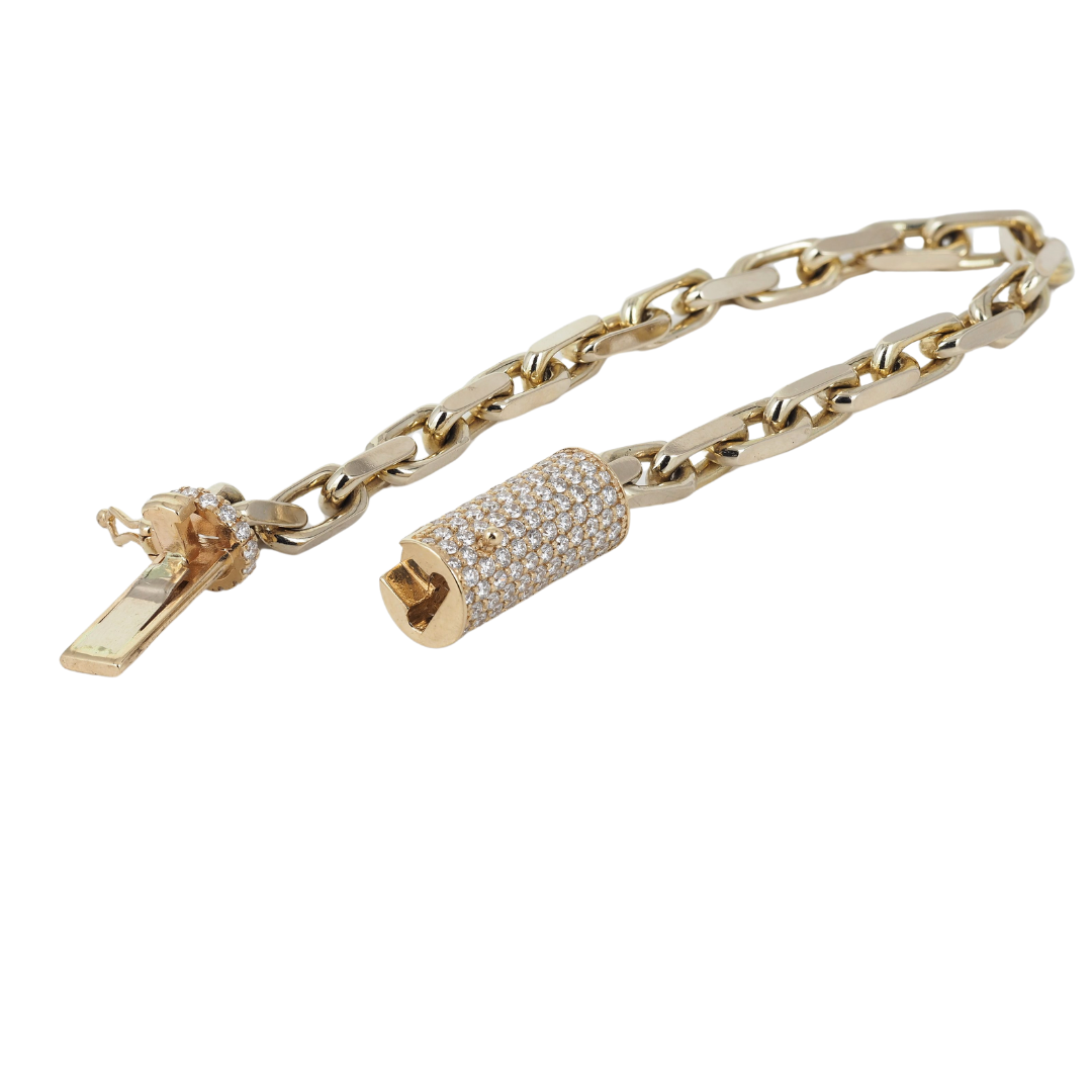 Bracelet 14KY Gold Lock with  Lab Grown Diamonds
