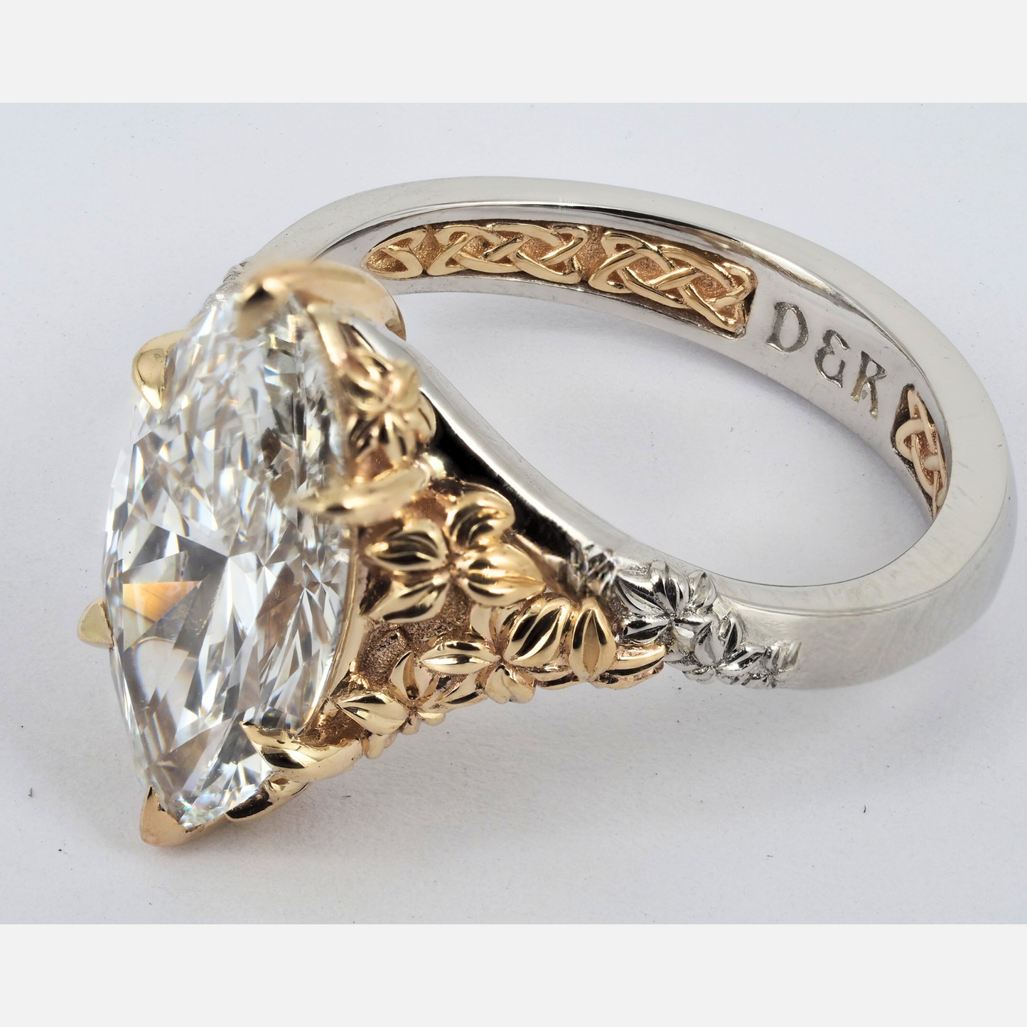 Engagement Ring Platinum & 14K Yellow Gold with 3 ct Lab-Grown Marquise Diamond (E/VS1)